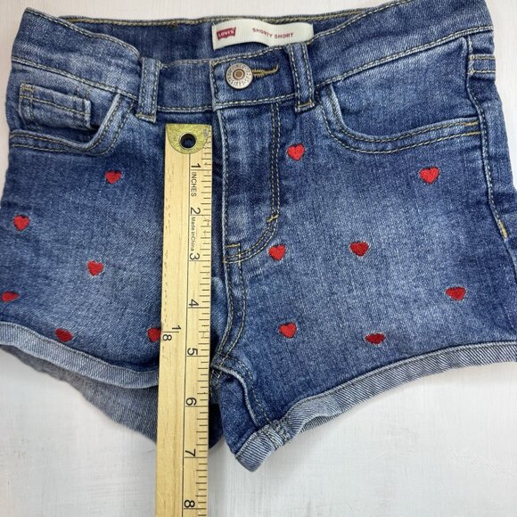 Levi's Girls Embroidered Hearts Shorty Short Size 6x Love Valentines Levis - Picture 9 of 11